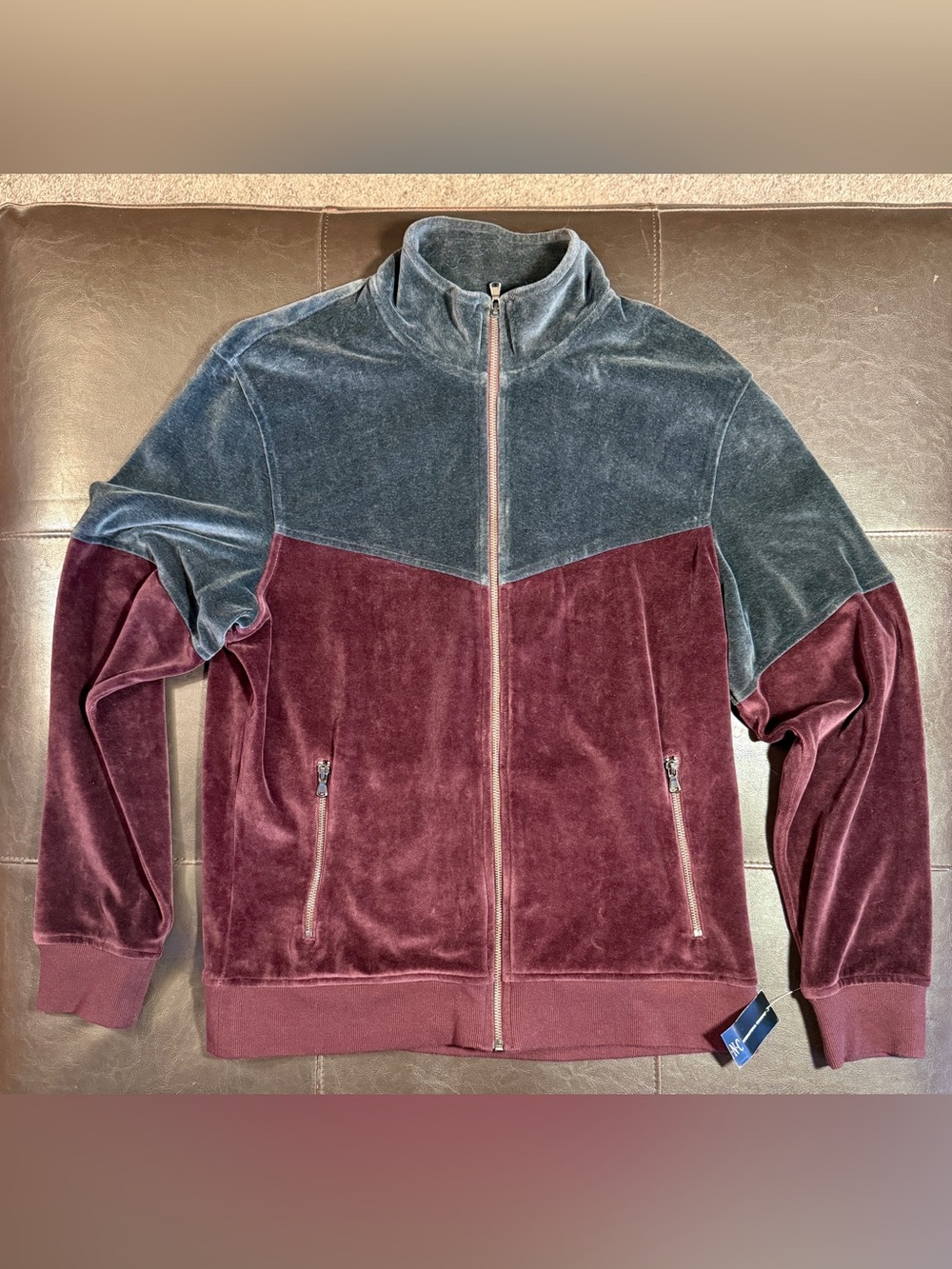 INC INTERNATIONAL CONCEPTS Men's Onyx Red Velour Track Jacket NWT Large